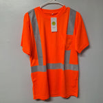 Orange Reflective Work Shirt Medium Mens Construction Safety Pocket Breathable
