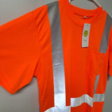 Orange Reflective Work Shirt Medium Mens Construction Safety Pocket Breathable