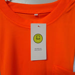 Orange Reflective Work Shirt Medium Mens Construction Safety Pocket Breathable