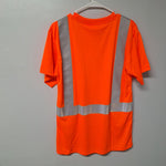Orange Reflective Work Shirt Medium Mens Construction Safety Pocket Breathable