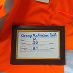 Orange Reflective Work Shirt Medium Mens Construction Safety Pocket Breathable