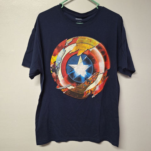 Marvel Captain America Shield Tee Shirt Youth Large Blue Boys Teen