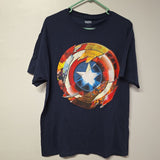 Marvel Captain America Shield Tee Shirt Youth Large Blue Boys Teen