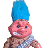 1992 Hasbro Troll Soldier Combat Blue Hair Camo Vintage Boys Toy Swivel Waist