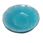 Pier 1 Imports Carmelo Melamine Cereal Bowls Teal Blue Crackle Rustic Aqua Set