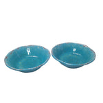 Pier 1 Imports Carmelo Melamine Cereal Bowls Teal Blue Crackle Rustic Aqua Set