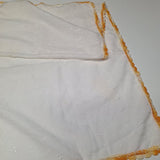 Vintage Table Runner Eyelet Lace Fabric 20 x 14 Orange Edge Stitch Scalloped