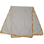 Vintage Table Runner Eyelet Lace Fabric 20 x 14 Orange Edge Stitch Scalloped