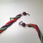 Wooden Necklace 24 Inch Vintage Handmade Tube Beads Triple Strand Hook Clasp
