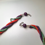 Wooden Necklace 24 Inch Vintage Handmade Tube Beads Triple Strand Hook Clasp
