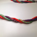 Wooden Necklace 24 Inch Vintage Handmade Tube Beads Triple Strand Hook Clasp