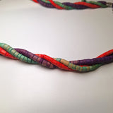 Wooden Necklace 24 Inch Vintage Handmade Tube Beads Triple Strand Hook Clasp