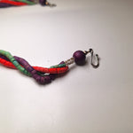Wooden Necklace 24 Inch Vintage Handmade Tube Beads Triple Strand Hook Clasp