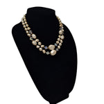 Vintage Necklace 18 Inch Plastic Bead Faux Pearl Crystal Style Double Strand Twist