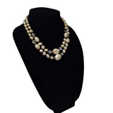 Vintage Necklace 18 Inch Plastic Bead Faux Pearl Crystal Style Double Strand Twist