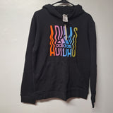 Adidas Hoodie Colorful Boys 18 20 XL Black Rainbow Wavy Teen Tween