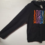 Adidas Hoodie Colorful Boys 18 20 XL Black Rainbow Wavy Teen Tween