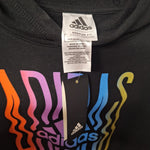 Adidas Hoodie Colorful Boys 18 20 XL Black Rainbow Wavy Teen Tween