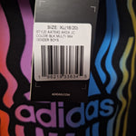 Adidas Hoodie Colorful Boys 18 20 XL Black Rainbow Wavy Teen Tween