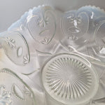 Vintage Opalescent Glass Ruffled Edge Bowl 10 Inch Scroll Depression Style Serve