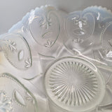 Vintage Opalescent Glass Ruffled Edge Bowl 10 Inch Scroll Depression Style Serve