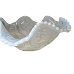 Vintage Opalescent Glass Ruffled Edge Bowl 10 Inch Scroll Depression Style Serve