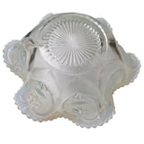 Vintage Opalescent Glass Ruffled Edge Bowl 10 Inch Scroll Depression Style Serve