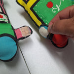 Vintage Plush Train  Pillow Handmade Sewn Counting Numbers School Kids Animals