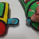 Vintage Plush Train  Pillow Handmade Sewn Counting Numbers School Kids Animals
