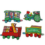 Vintage Plush Train  Pillow Handmade Sewn Counting Numbers School Kids Animals