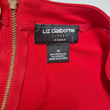 Liz Claiborne 1x Blouse Red Business Top Zipper Rouched Gathered Neck Womens