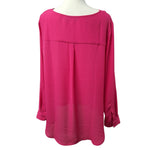Apt 9 Blouse Long Sheer Pink Womens 1x V Neck Adjustable Sleeves Lightweight