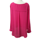 Apt 9 Blouse Long Sheer Pink Womens 1x V Neck Adjustable Sleeves Lightweight