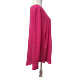 Apt 9 Blouse Long Sheer Pink Womens 1x V Neck Adjustable Sleeves Lightweight
