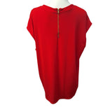 Liz Claiborne 1x Blouse Red Business Top Zipper Rouched Gathered Neck Womens