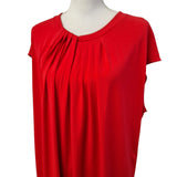 Liz Claiborne 1x Blouse Red Business Top Zipper Rouched Gathered Neck Womens