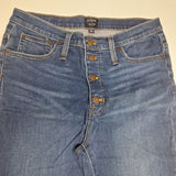J Crew Button Fly Capri Pants Blue Jean Denim Womens 30 Skinny High Rise