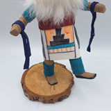 Kachina Handmade Doll Signed 8 Inch Wolf AM Native American Indian Art Wood Fur