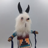 Kachina Handmade Doll Signed 8 Inch Wolf AM Native American Indian Art Wood Fur