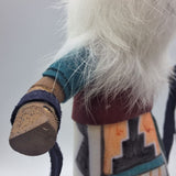 Kachina Handmade Doll Signed 8 Inch Wolf AM Native American Indian Art Wood Fur