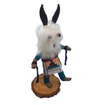 Kachina Handmade Doll Signed 8 Inch Wolf AM Native American Indian Art Wood Fur