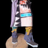 Kachina Doll Sun God S Saunders Signed Vintage Native Art Feather Fur Wood