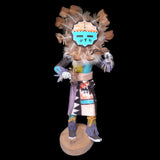 Kachina Doll Sun God S Saunders Signed Vintage Native Art Feather Fur Wood