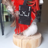 Kachina Doll Kokopelli Freda Charly 125707 Vintage Native Art Feather Fur Music
