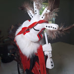 Kachina Doll Kokopelli Freda Charly 125707 Vintage Native Art Feather Fur Music