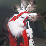 Kachina Doll Kokopelli Freda Charly 125707 Vintage Native Art Feather Fur Music