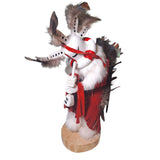 Kachina Doll Kokopelli Freda Charly 125707 Vintage Native Art Feather Fur Music