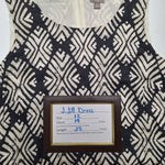 J Jill Linen Dress Sleeveless Black Leaves Tropical Layered Straight Womens 12