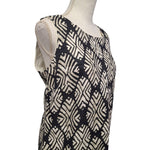 J Jill Linen Dress Sleeveless Black Leaves Tropical Layered Straight Womens 12