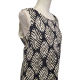 J Jill Linen Dress Sleeveless Black Leaves Tropical Layered Straight Womens 12